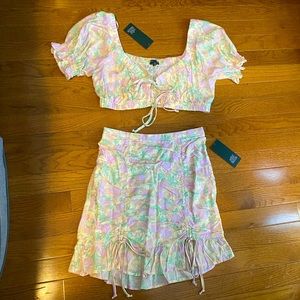 Pastel mini skirt and top